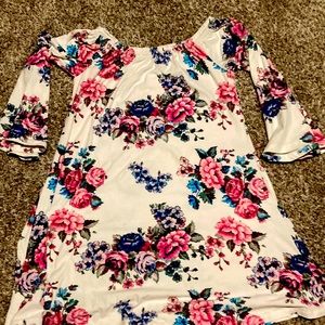 Floral pink blue and white dress